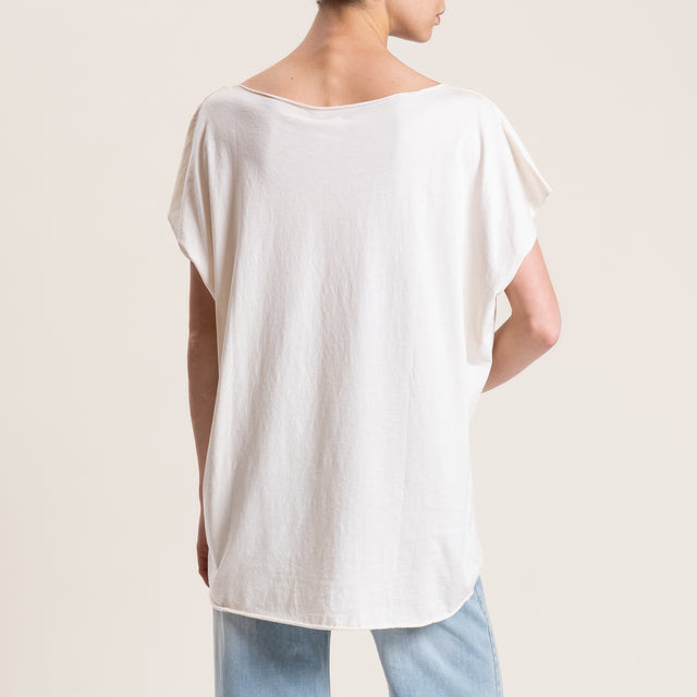 Kontatto-T-shirt smanicata taglio vivo - burro