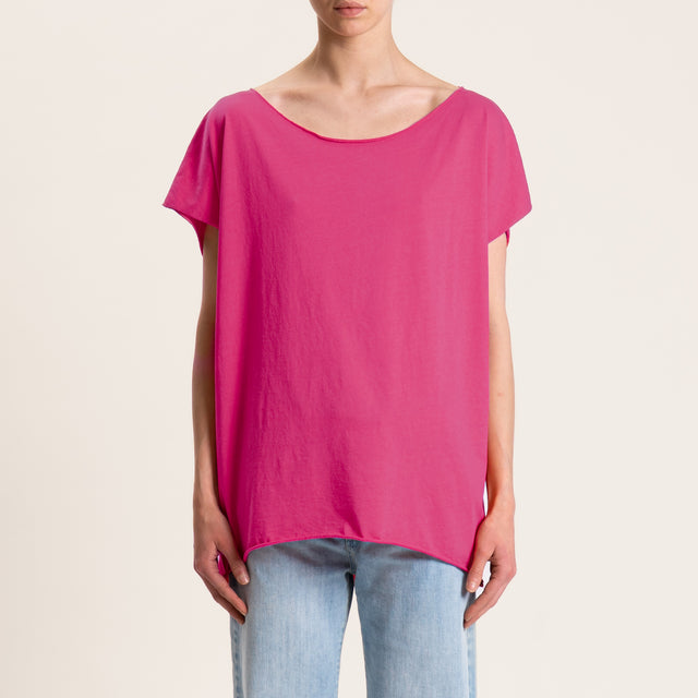Kontatto-T-shirt smanicata taglio vivo - peonia