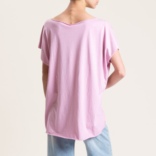 Kontatto-T-shirt smanicata taglio vivo - rosa
