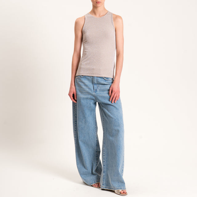 Kontatto-Top in lurex scollo americana - nude