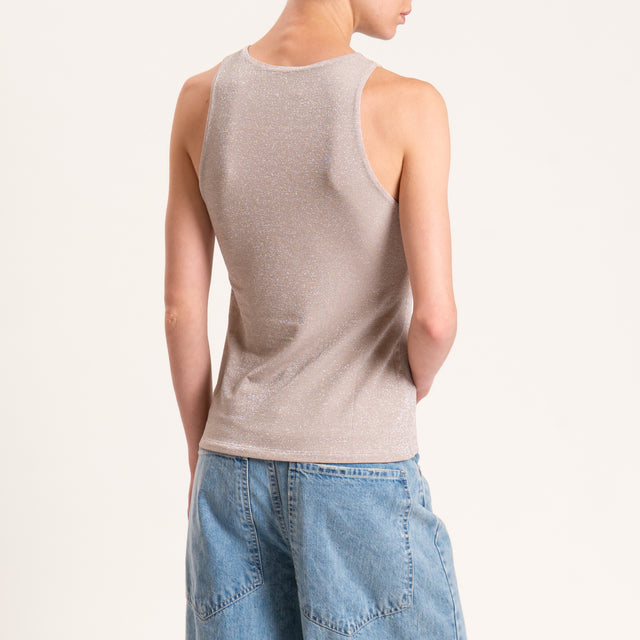 Kontatto-Top in lurex scollo americana - nude