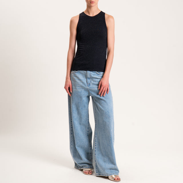 Kontatto-Top in lurex scollo americana - nero