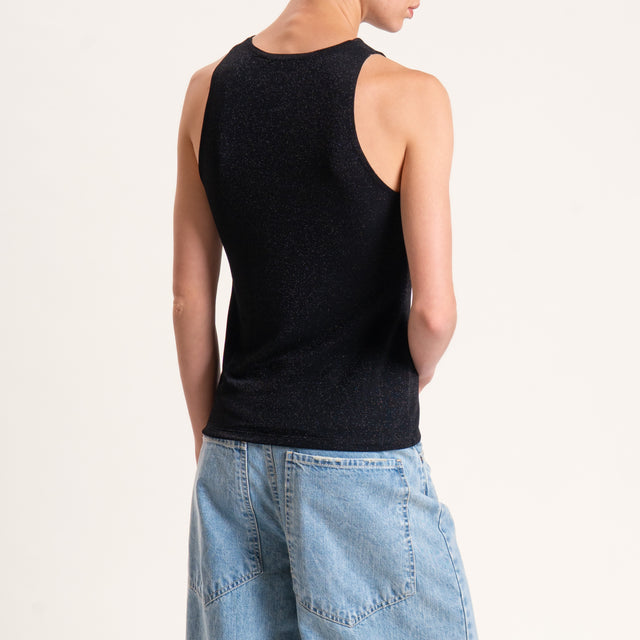 Kontatto-Top in lurex scollo americana - nero