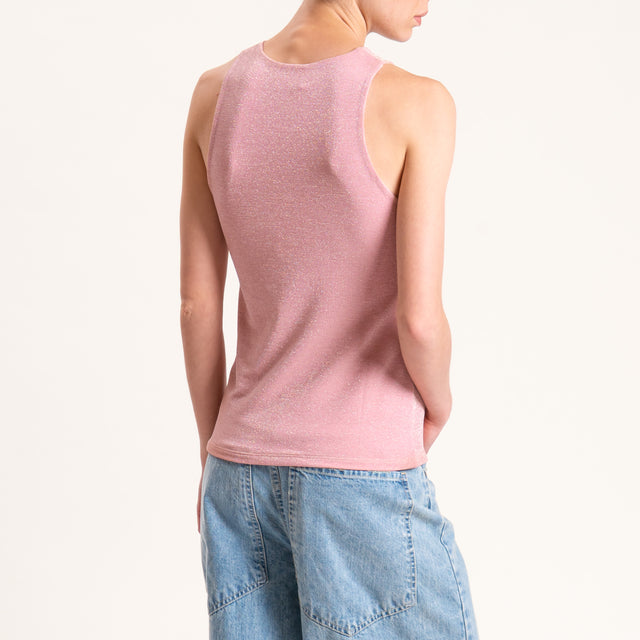 Kontatto-Top in lurex scollo americana - rosa antico