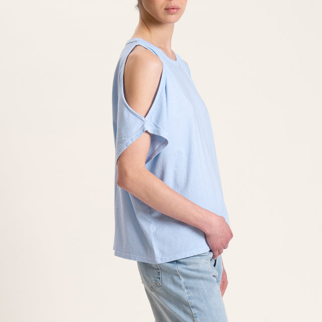 Kontatto-T-shirt cut out - azzurro
