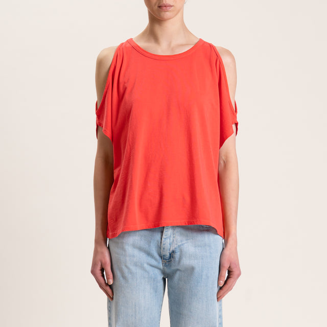 Kontatto-T-shirt cut out - corallo