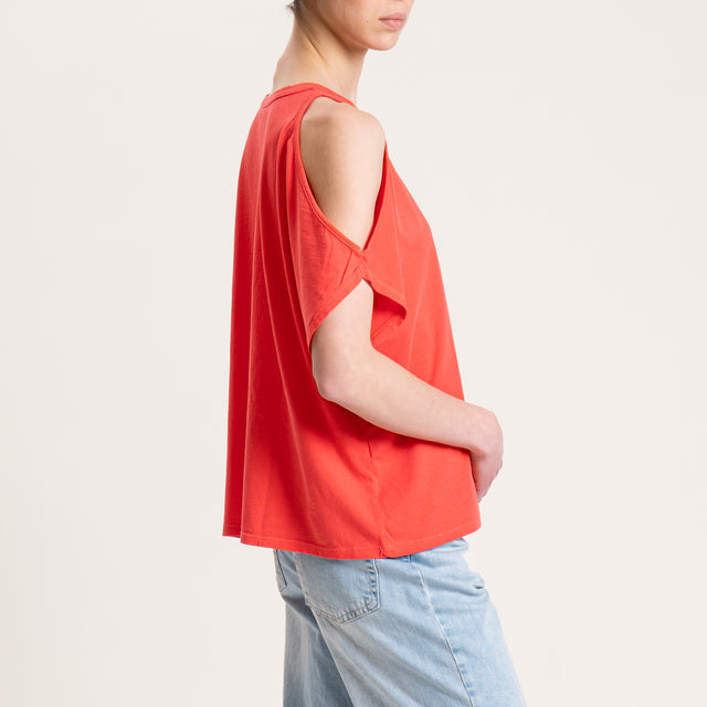 Kontatto-T-shirt cut out - corallo