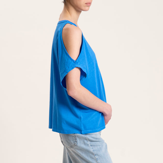 Kontatto-T-shirt cut out - indaco