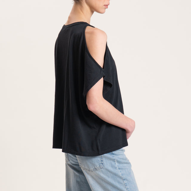 Kontatto-T-shirt cut out - nero