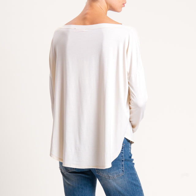 Kontatto-T-shirt in jersey stondata - avorio
