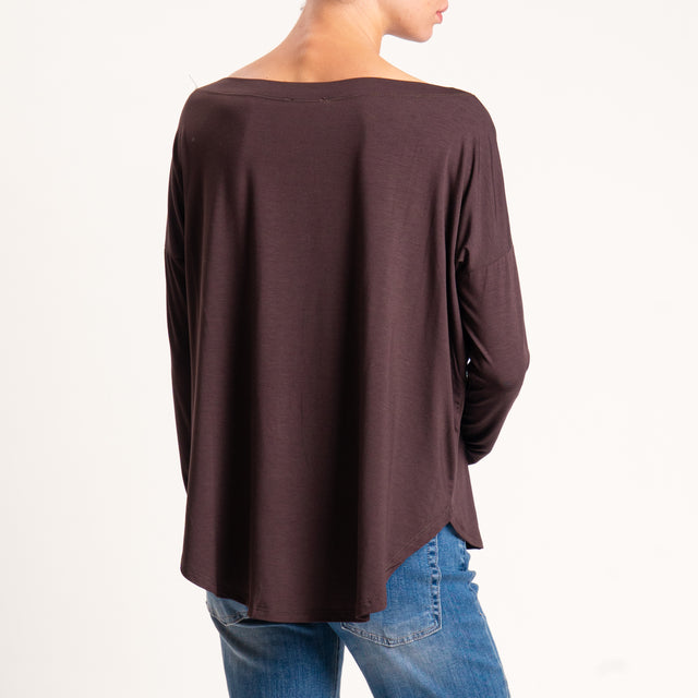 Kontatto-T-shirt in jersey stondata - mogano