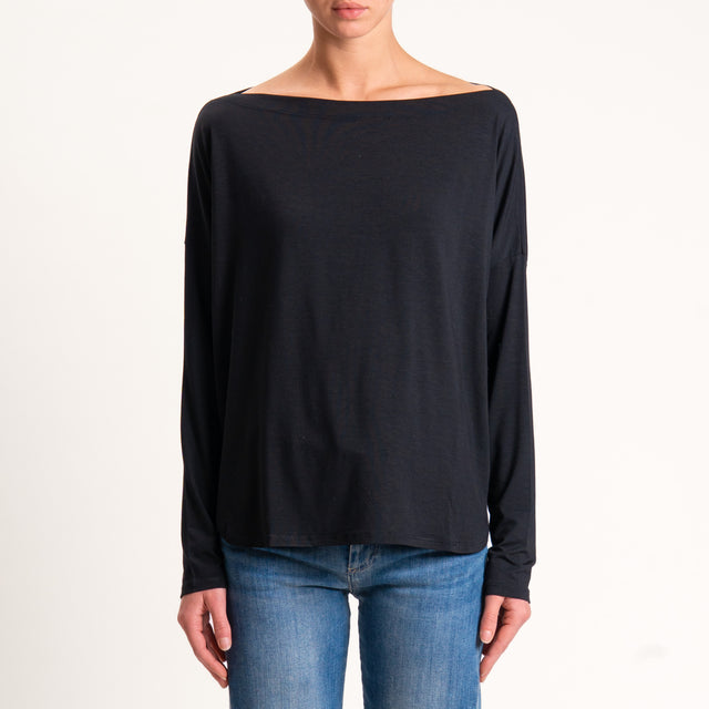 Kontatto-T-shirt in jersey stondata - nero