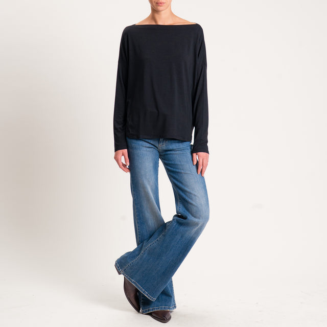 Kontatto-T-shirt in jersey stondata - nero