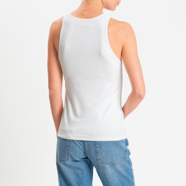 Kontatto- Top scollo americana in jersey - off white