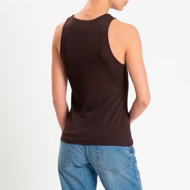 Kontatto- Top scollo americana in jersey - cioccolato