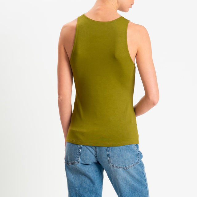 Kontatto- Top scollo americana in jersey - olio