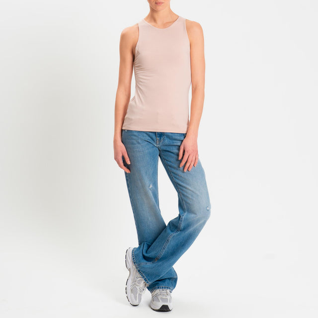 Kontatto- Top scollo americana in jersey - rosa