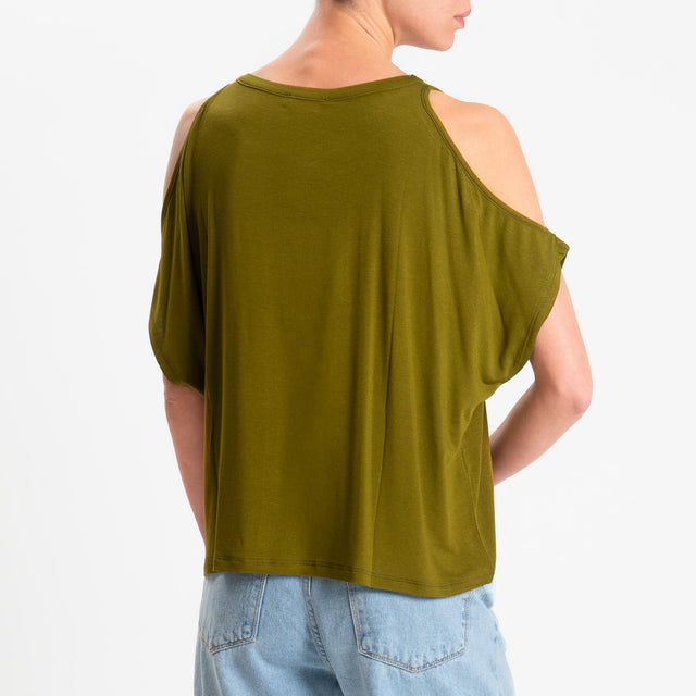 Kontatto- T-shirt cut out in jersey modal - olio