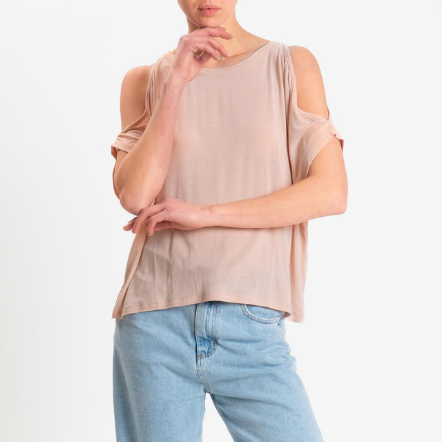 Kontatto- T-shirt cut out in jersey modal- rosa