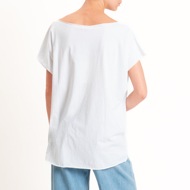 Kontatto-T-shirt over taglio vivo - bianco