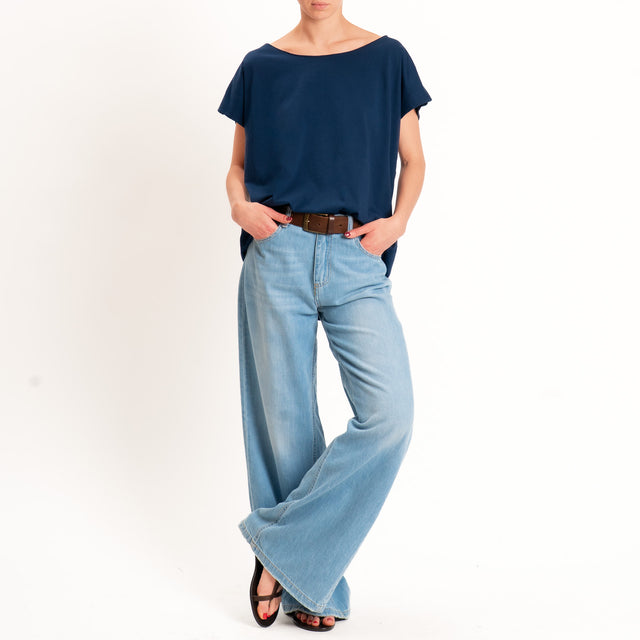Kontatto-T-shirt over taglio vivo - blu