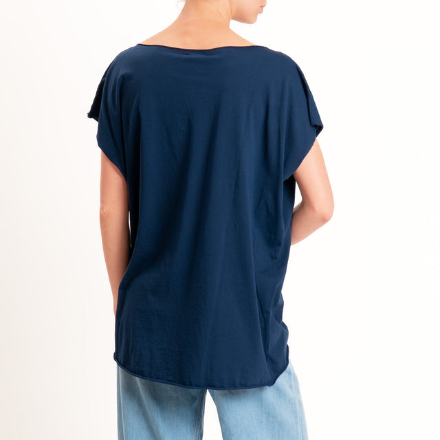 Kontatto-T-shirt over taglio vivo - blu