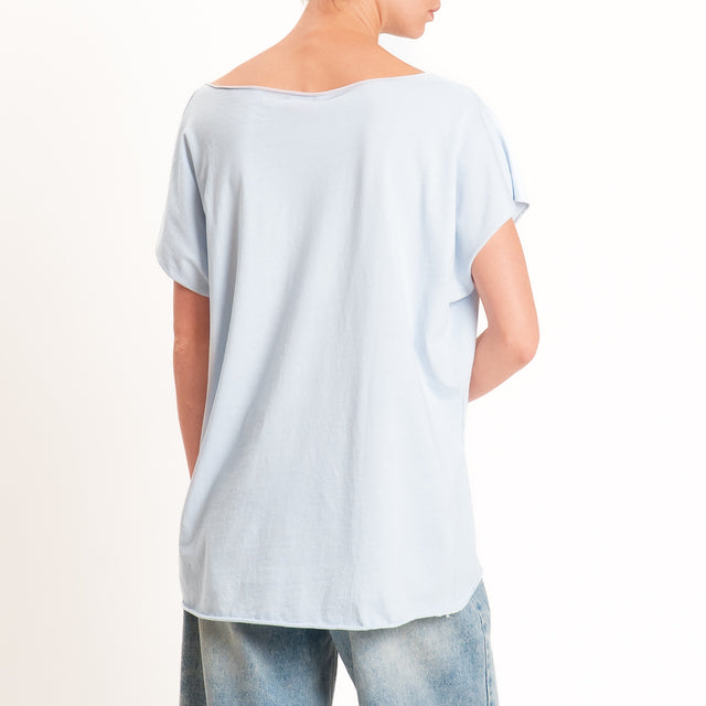 Kontatto-T-shirt over taglio vivo - azzurro