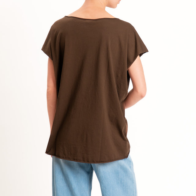 Kontatto-T-shirt over taglio vivo - moro