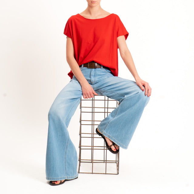 Kontatto-T-shirt over taglio vivo - Rosso
