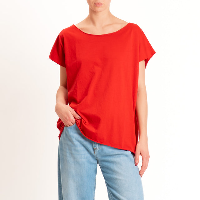 Kontatto-T-shirt over taglio vivo - Rosso