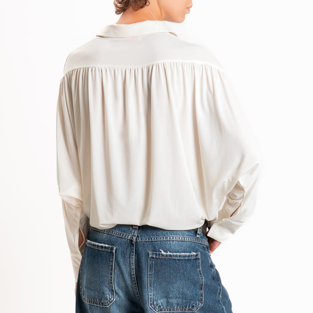 Kontatto-Blusa scollo polo in jersey - off white