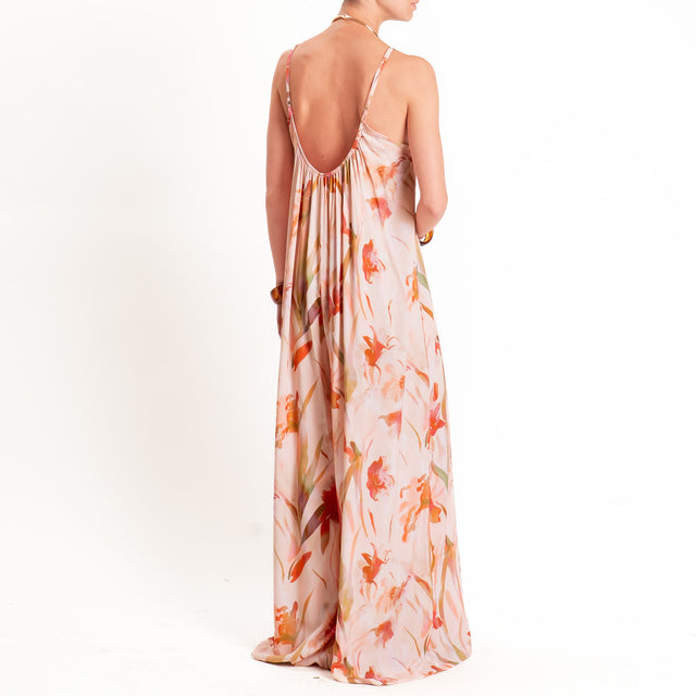 Kontatto-Tuta floreale bretelle regolabili - rosa/peach