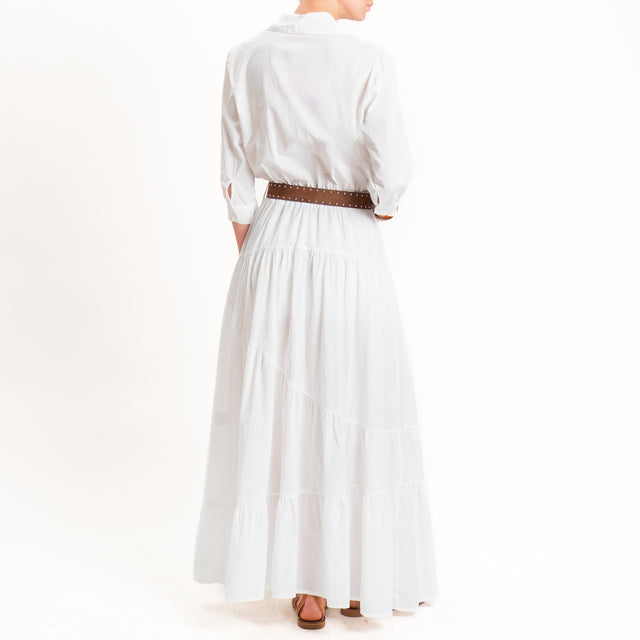 Kontatto-Abito mussola 100% cotone con balze - bianco