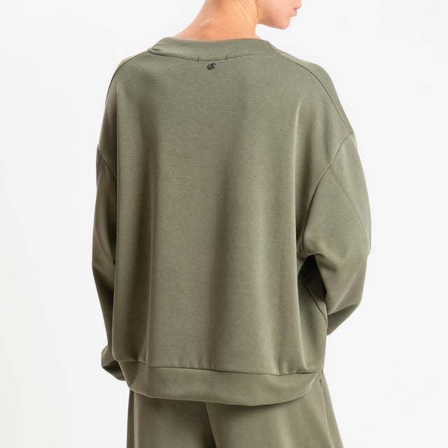 Kontatto- Maglia scollo v in scuba - militare