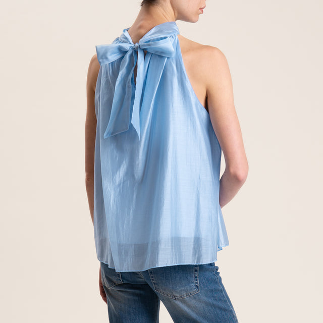 Kontatto-Top mussola lyocell scollo americana - azzurro