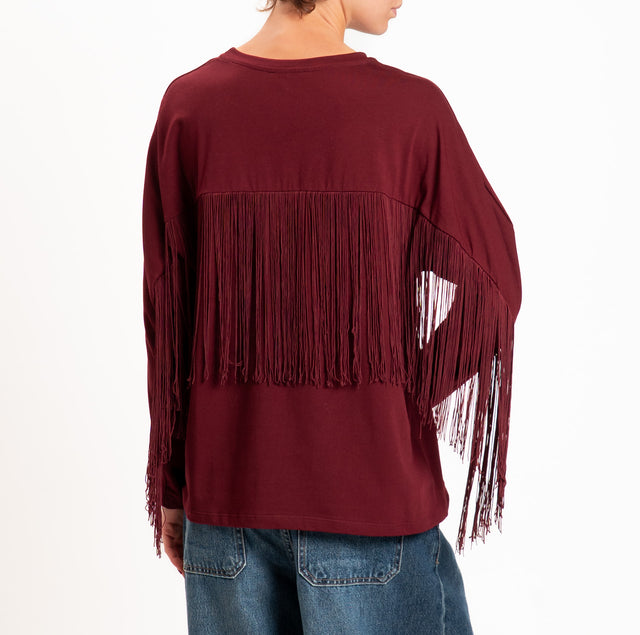 Kontatto-T-shirt scatola con frange - Bordeaux