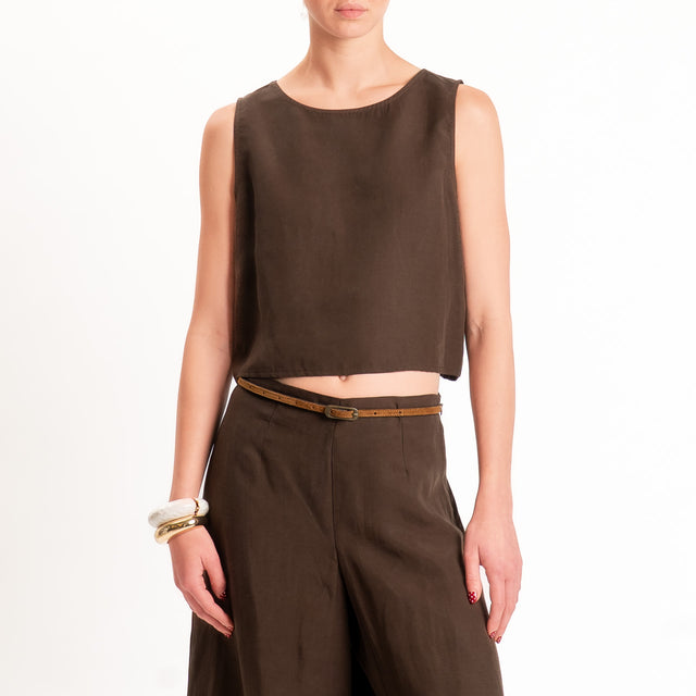 Kontatto-Completo blusa+ pantalone lyocell/lino - cioccolato