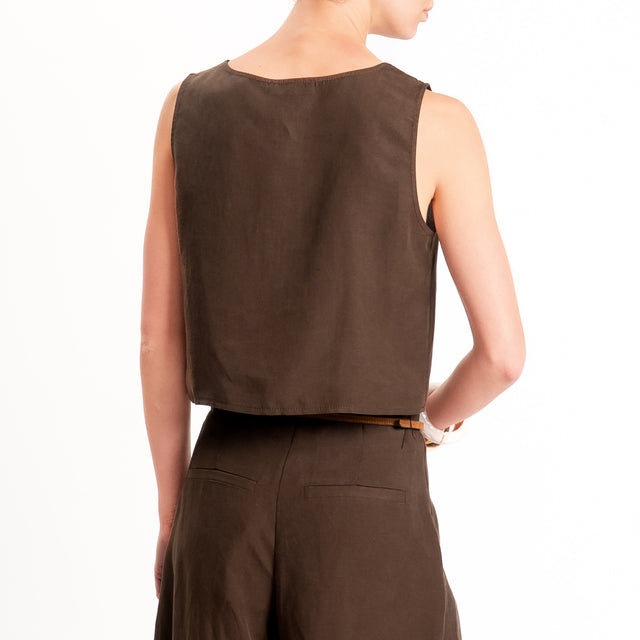 Kontatto-Completo blusa+ pantalone lyocell/lino - cioccolato