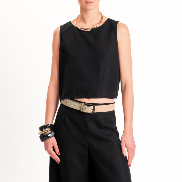 Kontatto-Completo blusa+ pantalone lyocell/lino - nero