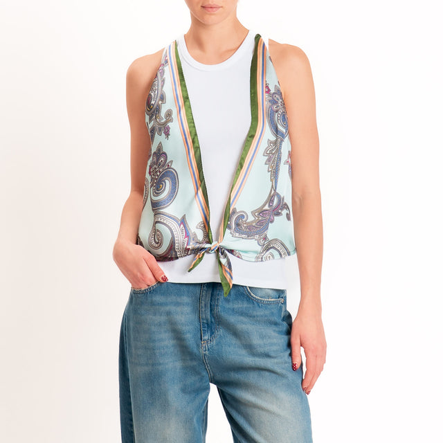 Kontatto-Top con foulard fantasia - acqua/verde/orange