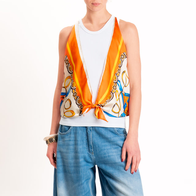 Kontatto-Top con foulard fantasia - orange/yellow/sand
