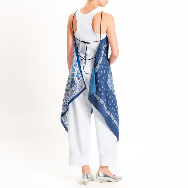 Kontatto-Top con foulard fantasia - blu/latte/ottanio