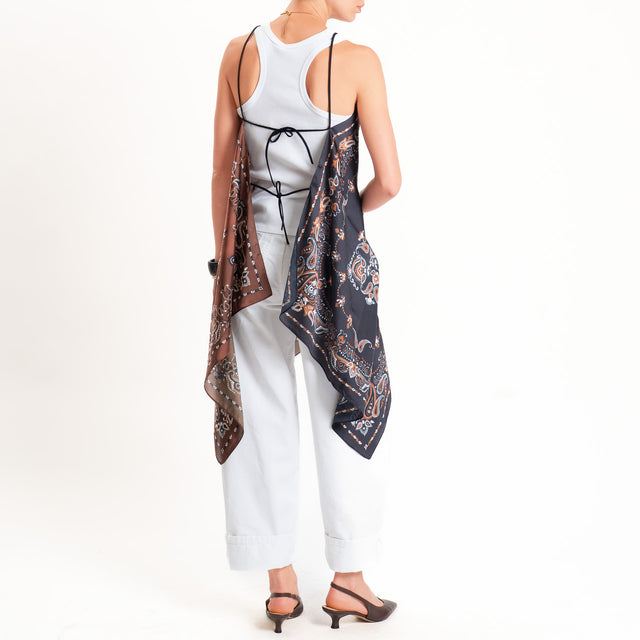 Kontatto-Top con foulard fantasia - nero/moro/latte