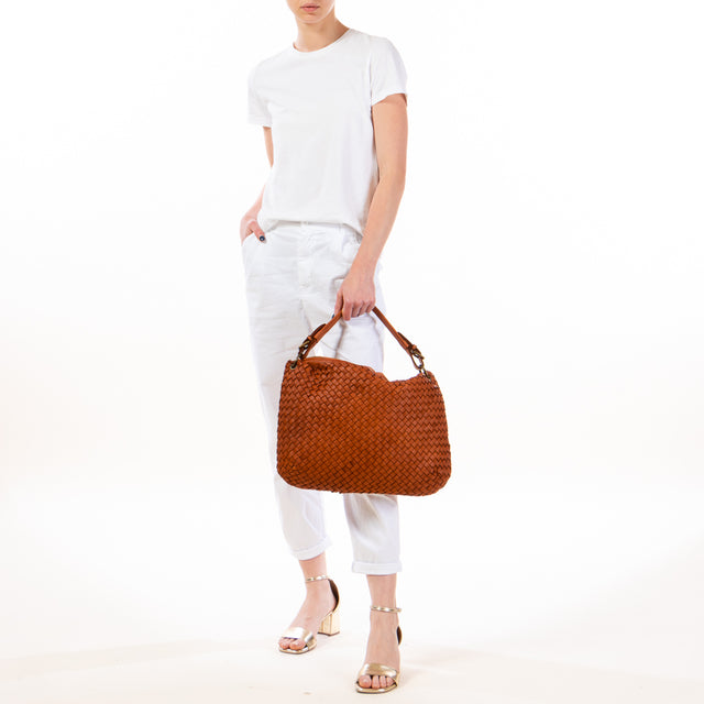Zeroassoluto - Borsa a mano in pelle intrecciata - cuoio