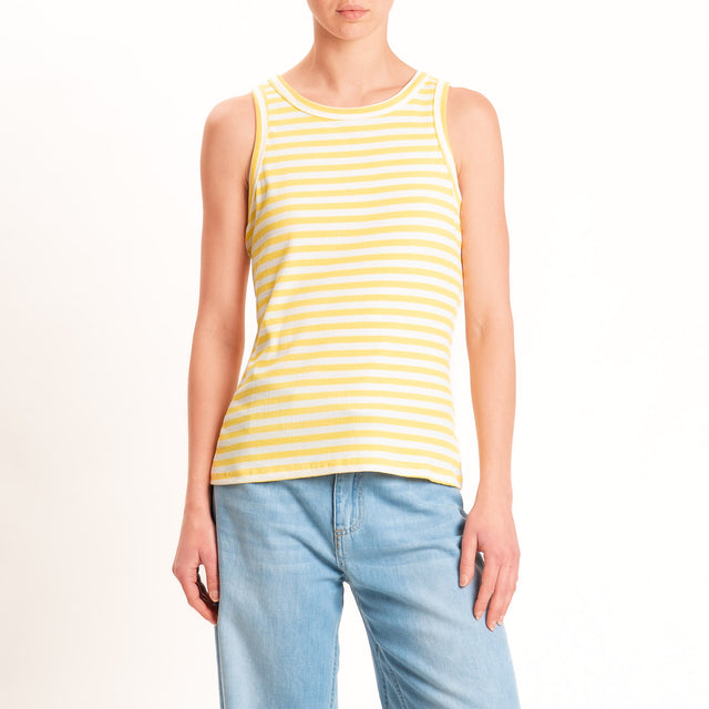 Motel-Top righe a costine elasticizzato - panna/giallo