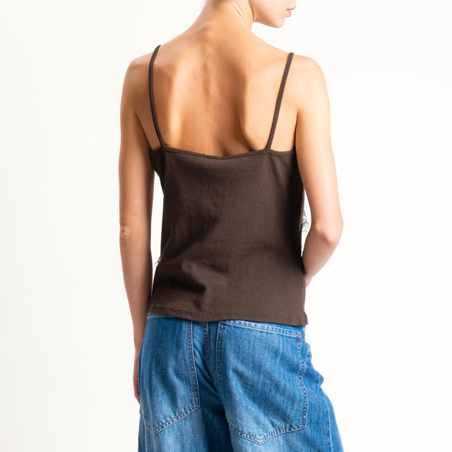 Motel-Top a costine con pizzo - moro
