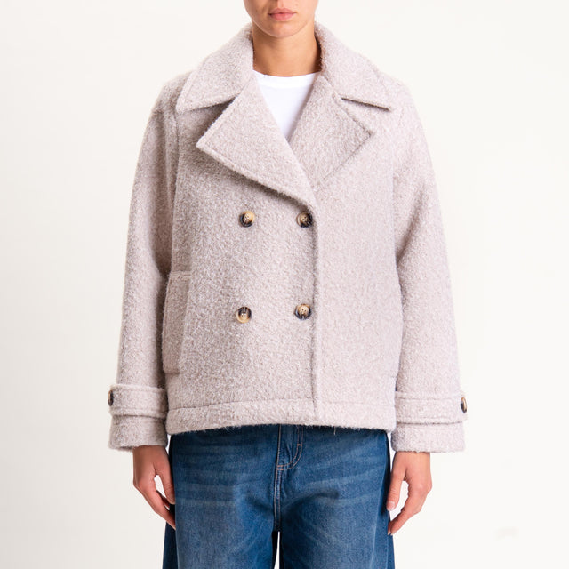 Motel-Giacca doppiopetto lana cotta neoprene - beige