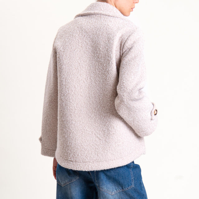 Motel-Giacca doppiopetto lana cotta neoprene - beige