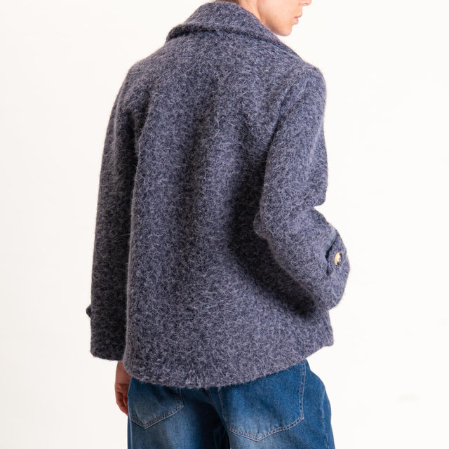 Motel-Giacca doppiopetto lana cotta neoprene - antracite