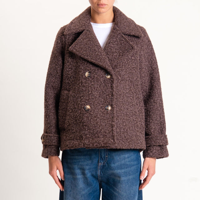 Motel-Giacca doppiopetto lana cotta neoprene - moro